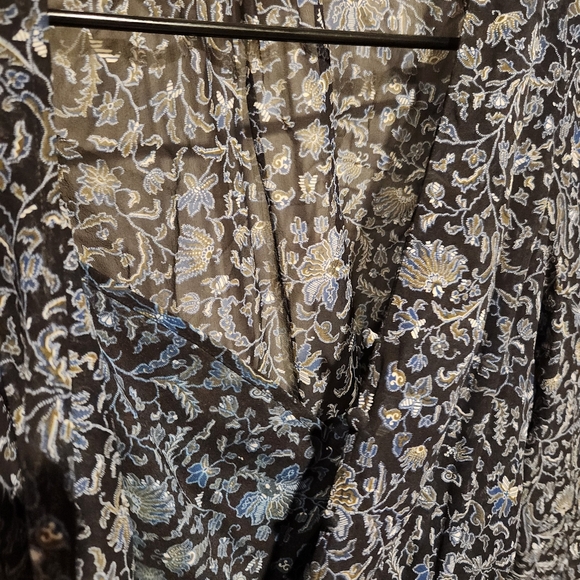 Veronica Beard 100% Silk Floral Long Sleeve Ruched Mini Dress Size 6 Party Blue - Picture 13 of 14